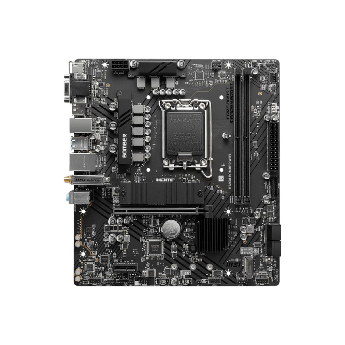 MSI B760M Bomber WiFi Motherboard, Micro-ATX - Supports 14th/13th/12th Gen Intel Core Processors, LGA 1700 - DDR5 Memory Boost 6400MHz/MAX, PCIe 4.0 x