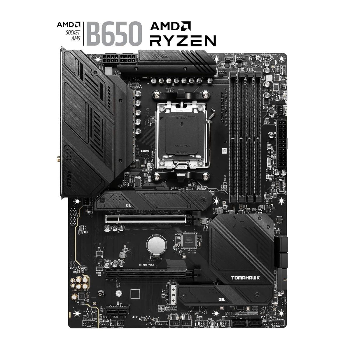 MSI MAG B650 Tomahawk WiFi Motherboard, ATX - Supports AMD Ryzen 7000 Series Processors, AM5-14 Duet Rail 80A VRM, DDR5 Memory Boost 6400+MHz/OC, 2 x 